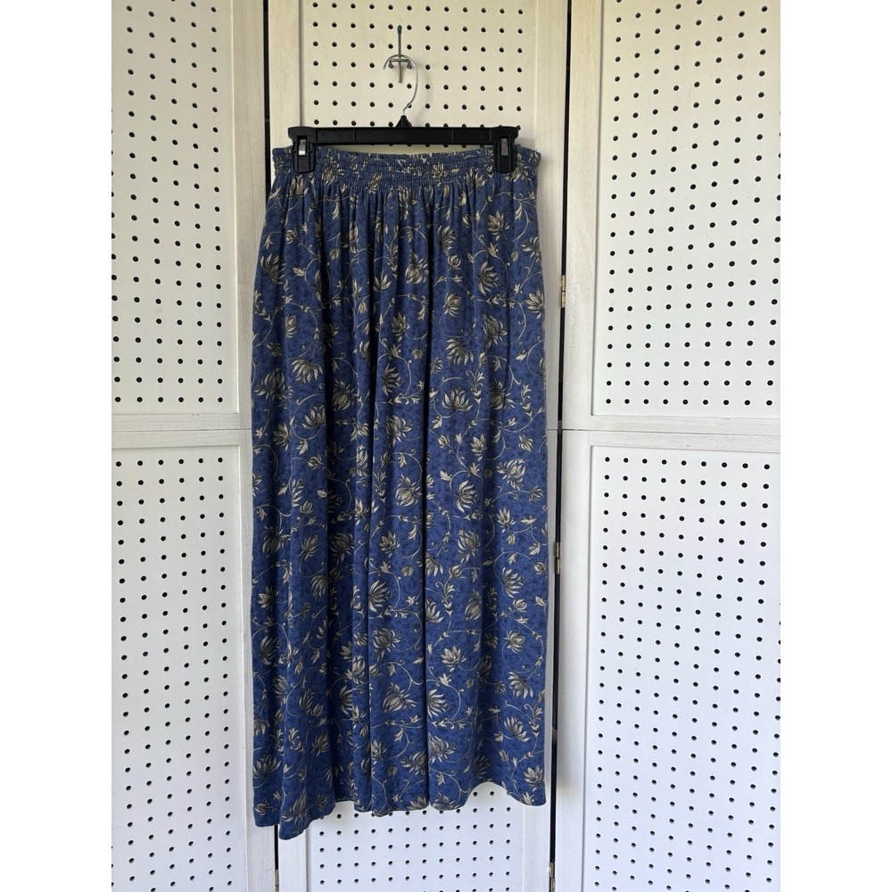 LL Bean Women's Sm Cotton Rayon Pocket Maxi Skirt Cottagecore Pull On Floral